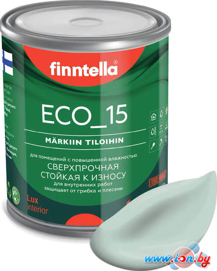 Краска Finntella Eco 15 Paistaa F-10-1-1-FL038 0.9 л (бледно-бирюзовый) в Могилёве