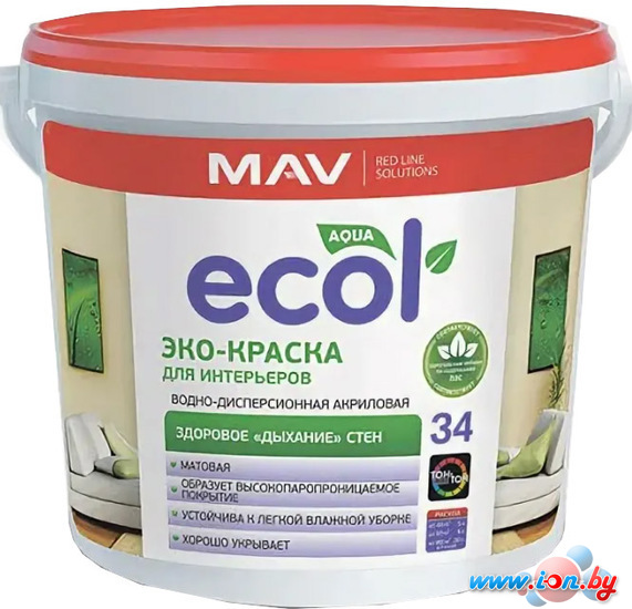 Краска Ecol 33 ВД-АК-1033 3 л (белый) в Витебске