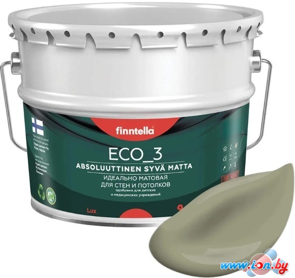 Краска Finntella Eco 3 Wash and Clean Khaki F-08-1-3-LG79 9 л (серо-зеленый) в Витебске