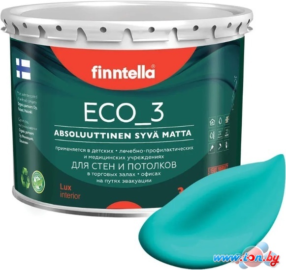 Краска Finntella Eco 3 Wash and Clean Akvamariini F-08-1-3-FL133 2.7 л (аквамар) в Бресте