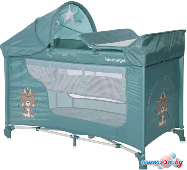 Манеж-кровать Lorelli Moonlight 2 Layers Plus 2023 (арктический зеленый, индеец) в Могилёве