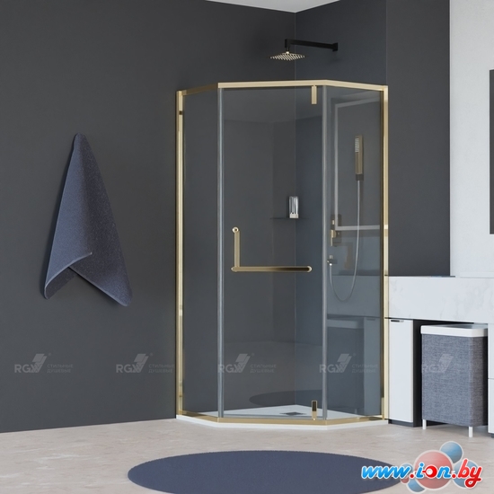 Душевой уголок RGW HO-084G 350608400-16 100x100 (золото/прозрачное стекло) в Могилёве