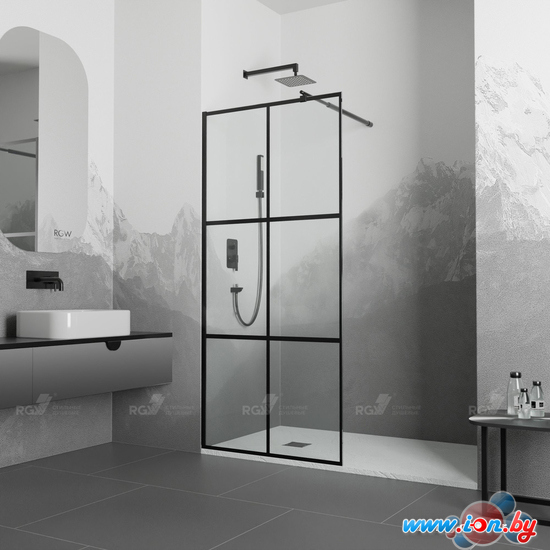Душевая стенка RGW WA-011B 100 (черный/прозрачное стекло) в Могилёве