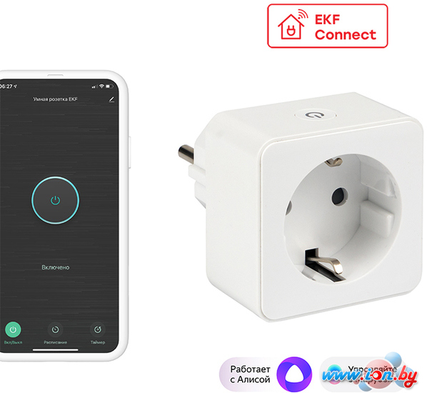 Умная розетка EKF Сonnect Wi-Fi (белый) в Минске