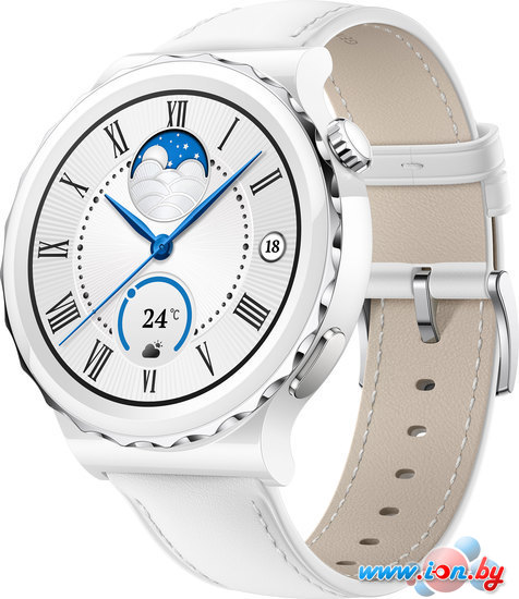 Умные часы Huawei Watch GT 3 Pro Ceramic 43 мм (белый/кожа) в Могилёве