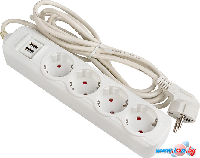 Удлинитель EKF PROxima Эксперт UBA16-2USB-4-03i (3 м, белый) в Могилёве