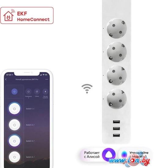 Умный удлинитель EKF Connect PRO Wi-Fi c USB RCE-2-WF в Витебске