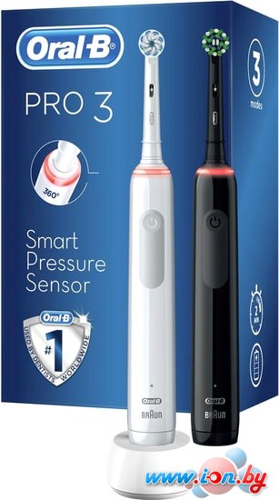 Комплект зубных щеток Oral-B Pro 3 3900 Duo Cross Action + Sensi White D505.523.3H в Витебске