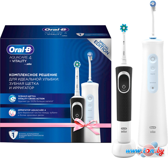 Электрическая зубная щетка и ирригатор Oral-B Aquacare 4 MDH20.016.2 + Vitality Pro Cross Action D100.413.1 в Гомеле