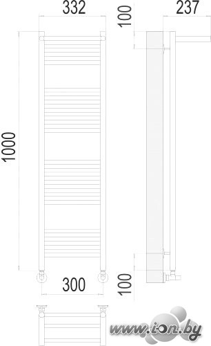Полотенцесушитель TERMINUS Аврора П20 300x1000 с полкой нп в Бресте