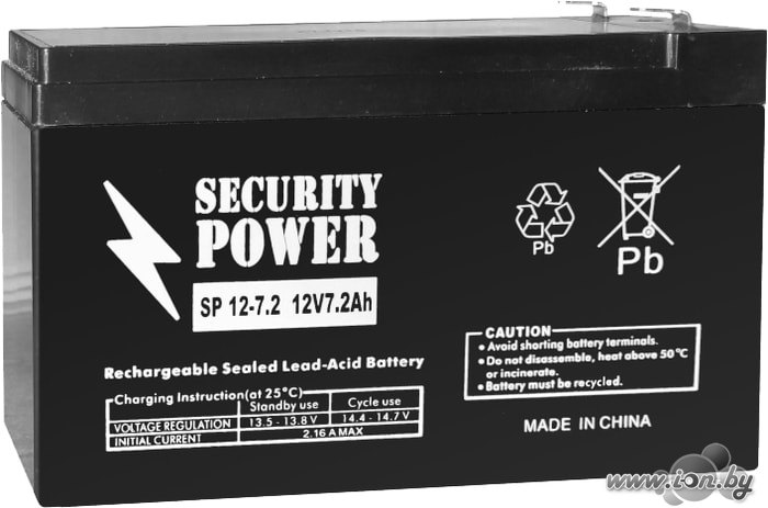 Аккумулятор для ИБП Security Power SP 12-7.2 F2 (12В/7.2 А·ч) в Гродно