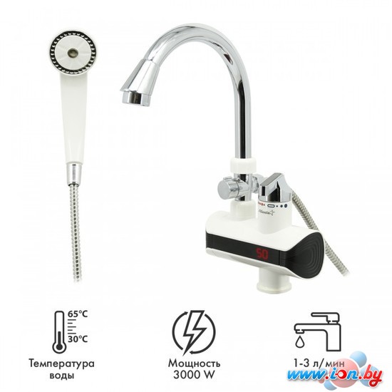 Проточный электрический водонагреватель кран+душ Atlanta ATH-7434 (белый) в Могилёве