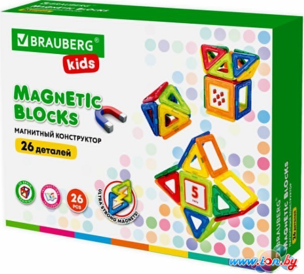 Магнитный конструктор BRAUBERG 663844 Kids Magnetic Blocks-26 в Бресте