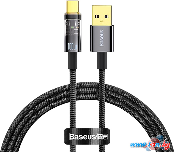 Кабель Baseus Explorer Series Auto Power-Off Fast Charging USB Type-A -USB Type-C (2 м, черный) в Минске