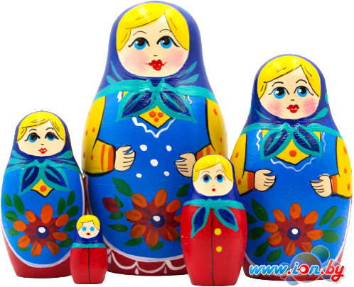 Развивающая игра Брестская Фабрика Сувениров В синем платке и платье-сарафане с красными цветами (набор 5 шт) в Могилёве