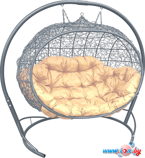 Подвесной диван M-Group Улей 11210301 (серый ротанг/бежевая подушка) в Могилёве