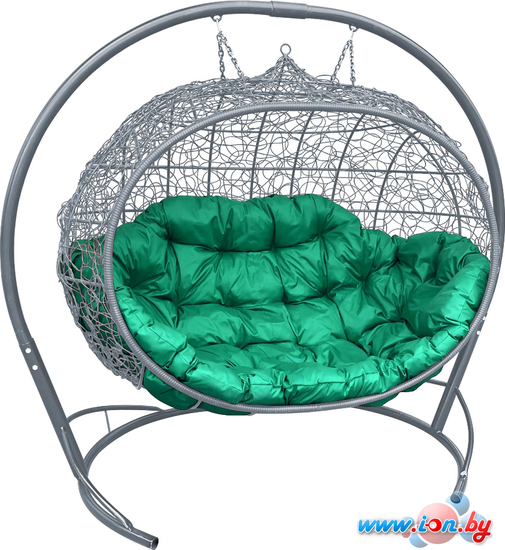 Подвесной диван M-Group Улей 11210304 (серый ротанг/зеленая подушка) в Могилёве