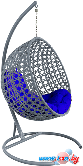 Подвесное кресло M-Group Круг Люкс 11060310 (серый ротанг/синяя подушка) в Могилёве