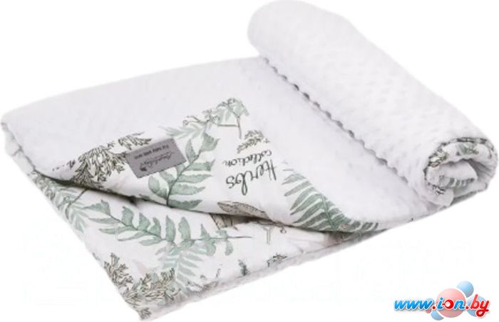 Постельное белье Amarobaby плед Папоротники AMARO-62RV-P (белый/зеленый) в Могилёве