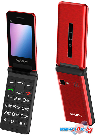 Кнопочный телефон Maxvi E9 (красный) в Минске