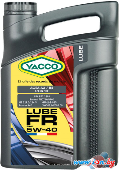 Моторное масло Yacco Lube FR 5W-40 4л в Гродно