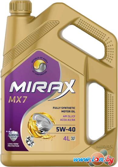 Моторное масло Mirax MX7 5W-40 SL/CF A3/B4 4л в Витебске