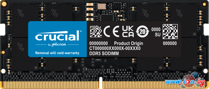 Оперативная память Crucial 16ГБ DDR5 SODIMM 4800 МГц CT16G48C40S5 в Витебске