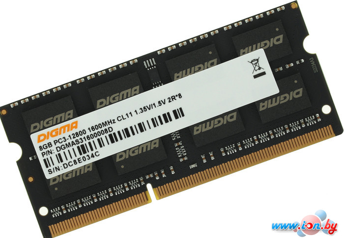 Оперативная память Digma 8ГБ DDR3 SODIMM 1600 МГц DGMAS31600008D в Витебске