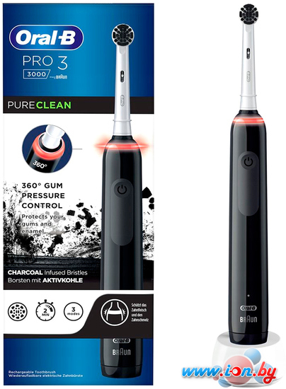 Электрическая зубная щетка Oral-B Pro 3 3000 Pure Clean Black D505.513.3 (черный) в Гомеле