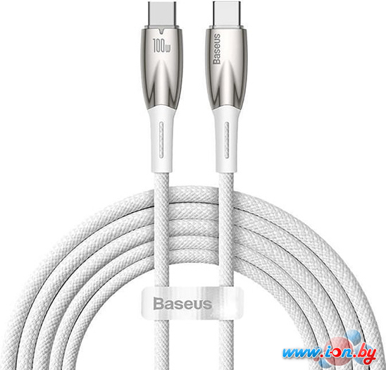 Кабель Baseus Glimmer Series Fast Charging Data Cable USB Type-C - Type-C 100W CADH000702 (1 м, белый) в Могилёве