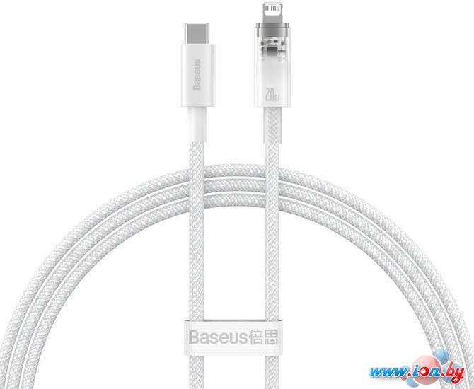 Кабель Baseus Explorer Series Fast Charging Cable with Smart Temperature Control 20W USB Type-C - Lightning (1 м, белый) в Могилёве
