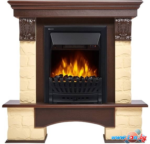 Портал Firelight Forte Classic U (угловой, камень бежевый/шпон темный дуб) в Гомеле