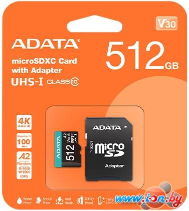 Карта памяти ADATA Premier AUSDX512GUICL10A1-RA1 microSDXC 512GB (с адаптером) в Гомеле