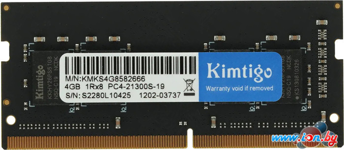 Оперативная память Kimtigo 4ГБ DDR4 SODIMM 2666 МГц KMKS4G8582666 в Бресте