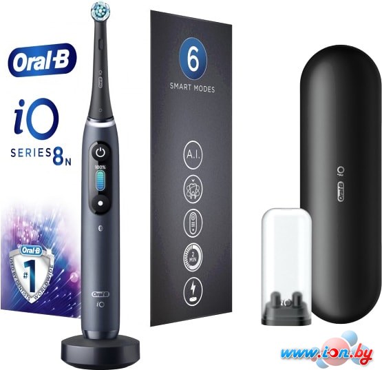 Электрическая зубная щетка Oral-B iO 8n (черный, 1 насадка) в Гомеле