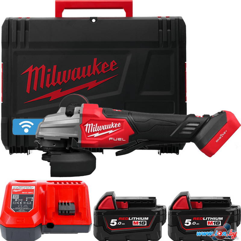 Угловая шлифмашина Milwaukee M18 Fuel One-Key M18FSAGSVO125X-502X 4933493553 (с 2-мя АКБ 5 Ач, кейс) в Могилёве