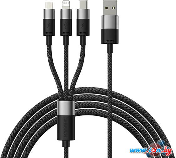 Кабель Baseus StarSpeed 1-for-3 Fast Charging Data Cable (1 м, черный) в Гомеле