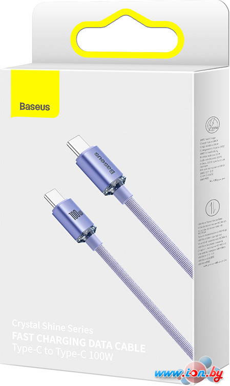 Кабель Baseus Crystal Shine USB Type-C - USB Type-C (2 м, фиолетовый) в Гомеле