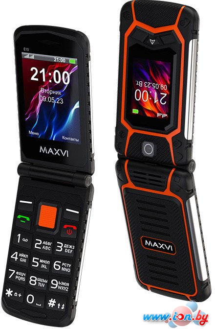 Кнопочный телефон Maxvi E10 (оранжевый) в Гомеле