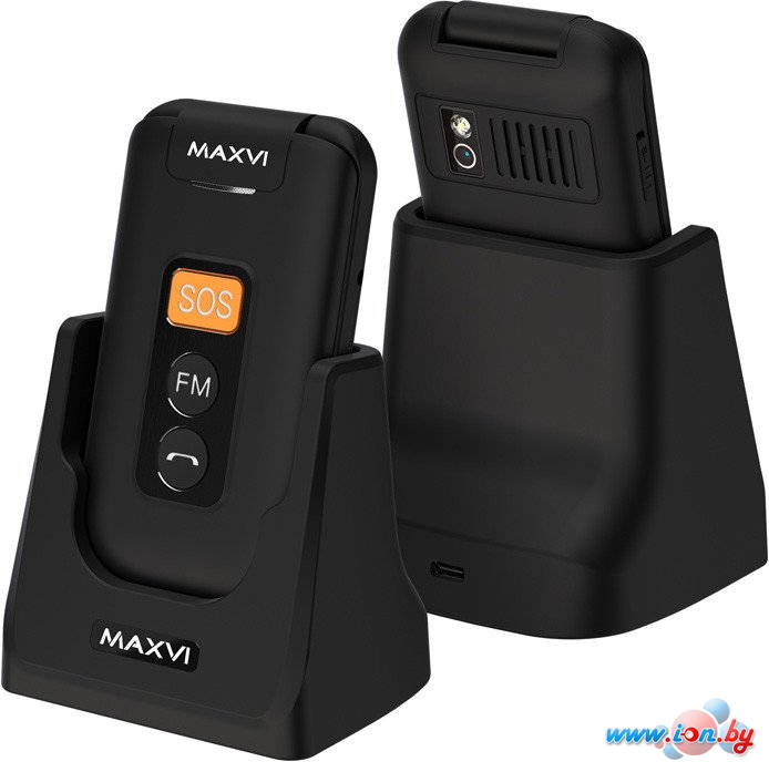 Кнопочный телефон Maxvi E5 up (черный) в Могилёве