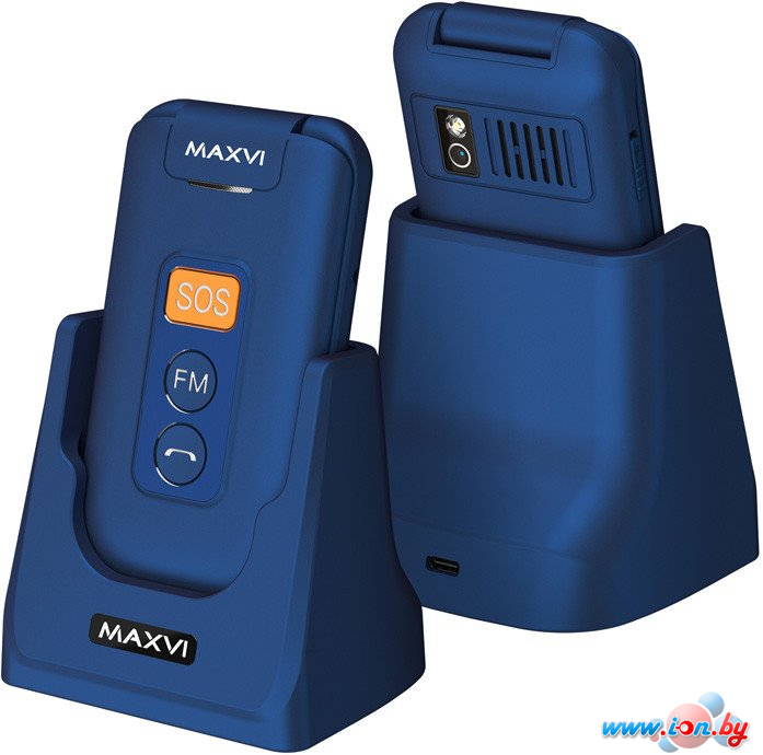 Кнопочный телефон Maxvi E5 up (синий) в Могилёве