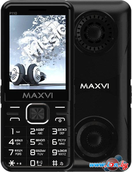 Кнопочный телефон Maxvi P110 (черный) в Могилёве