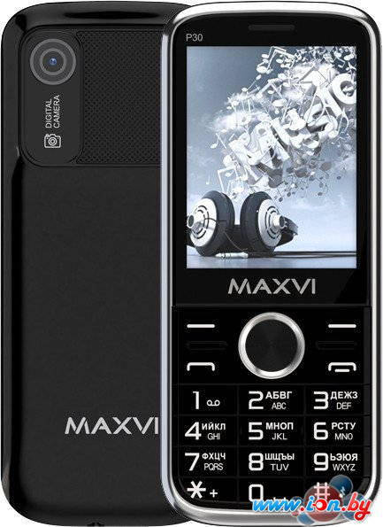 Кнопочный телефон Maxvi P30 (черный) в Могилёве