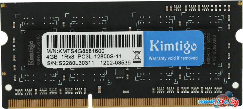 Оперативная память Kimtigo 4ГБ DDR3 SODIMM 1600 МГц KMTS4G8581600 в Могилёве