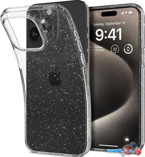 Чехол для телефона Spigen Liquid Crystal Glitter для iPhone 15 Pro Max ACS06559 (затемненный/прозрачный) в Могилёве