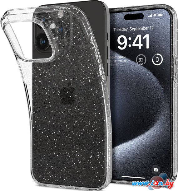 Чехол для телефона Spigen Liquid Crystal Glitter для iPhone 15 Pro ACS06701 (затемненный/прозрачный) в Могилёве