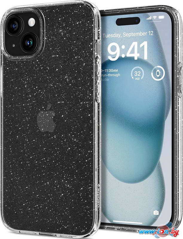 Чехол для телефона Spigen Liquid Crystal Glitter для iPhone 15 ACS06788 (затемненный/прозрачный) в Бресте