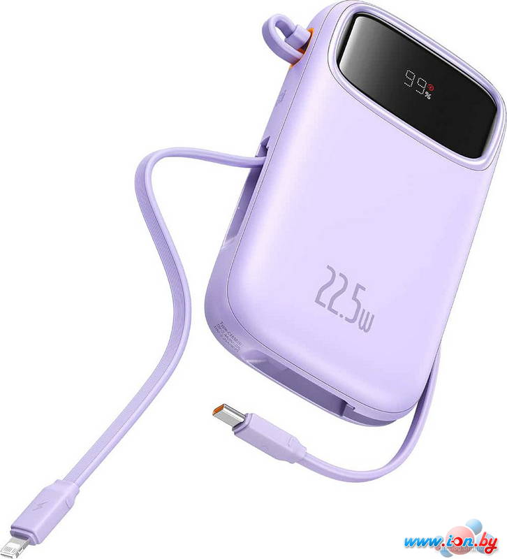 Внешний аккумулятор Baseus Qpow2 Dual-Cable Digital Display Fast Charge Power Bank 22.5W 20000mAh (сиреневый) в Могилёве