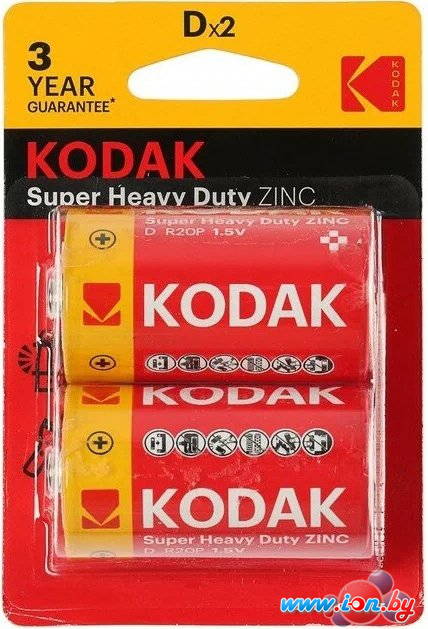 Батарейка Kodak Super Heavy Duty Zinc R20 2BL 1 шт в Могилёве