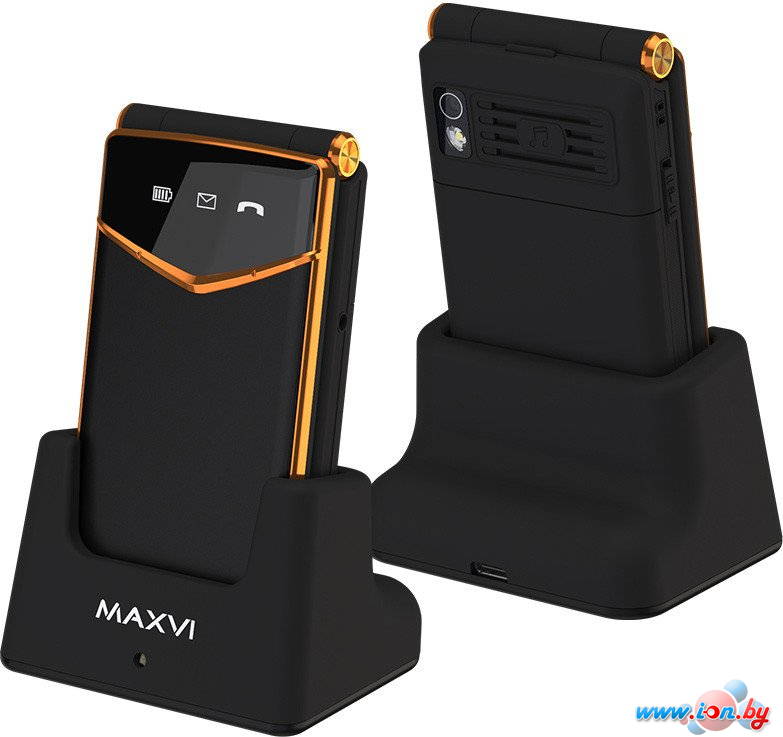 Телефон Maxvi E11ds (черный/золотистый) в Могилёве